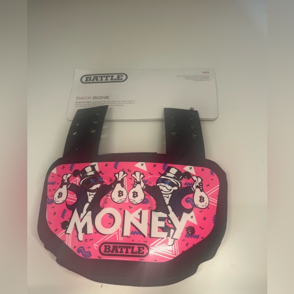 Battle Pink Money Football Back Plate Youth - Picture 2 of 5